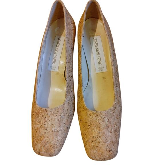 Jones New York Pumps Heels Cork Made in Italy Tan Sz 10 - Picture 2 of 5